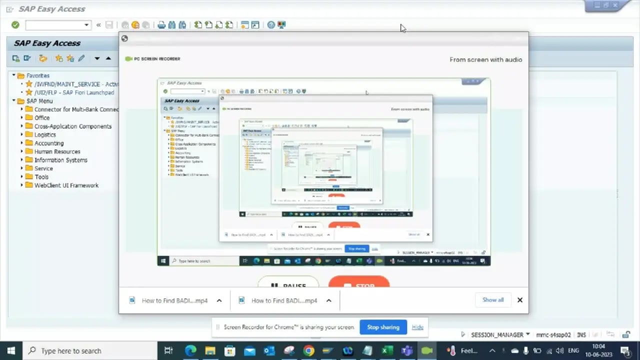 A screenshot of an SAP software window displaying complex data tables and transaction menus for technical training.