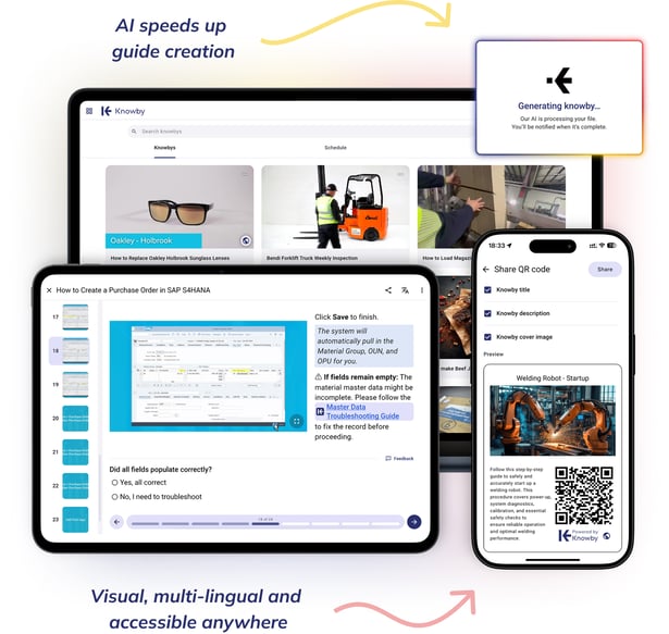 Knowby Enterprise Guidance platform - visual multi-lingual work instructions accessible on any device