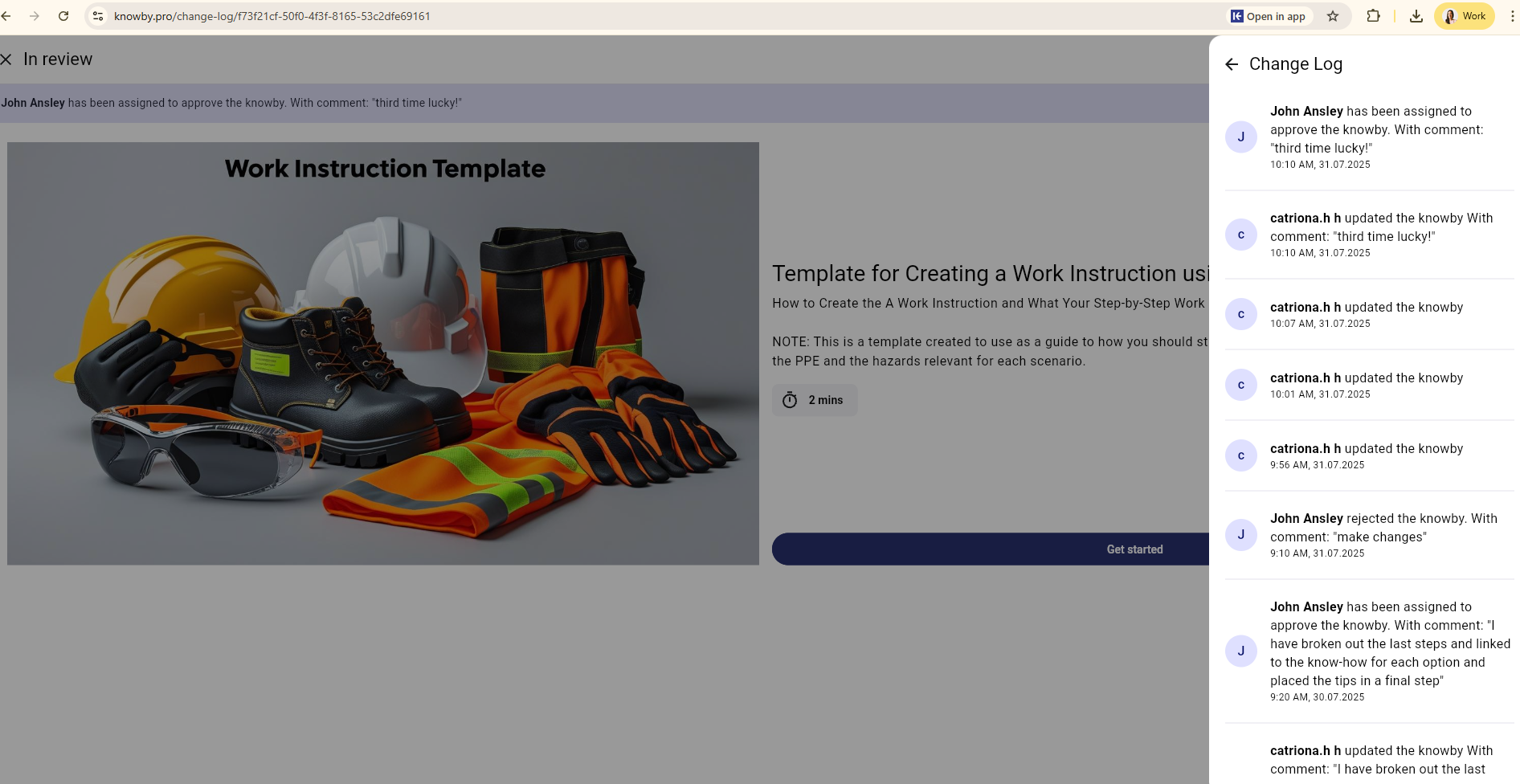 SOP Template versioning