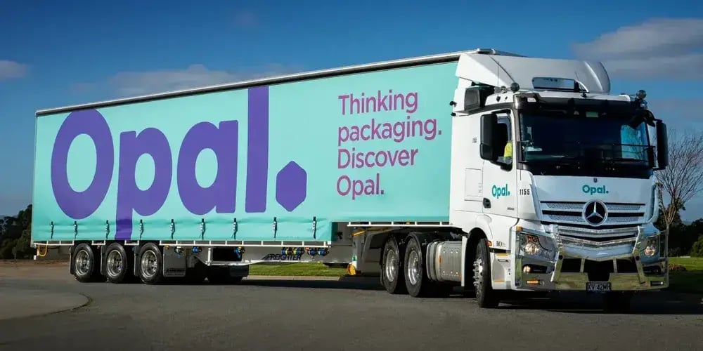 Opal-branded truck on the road