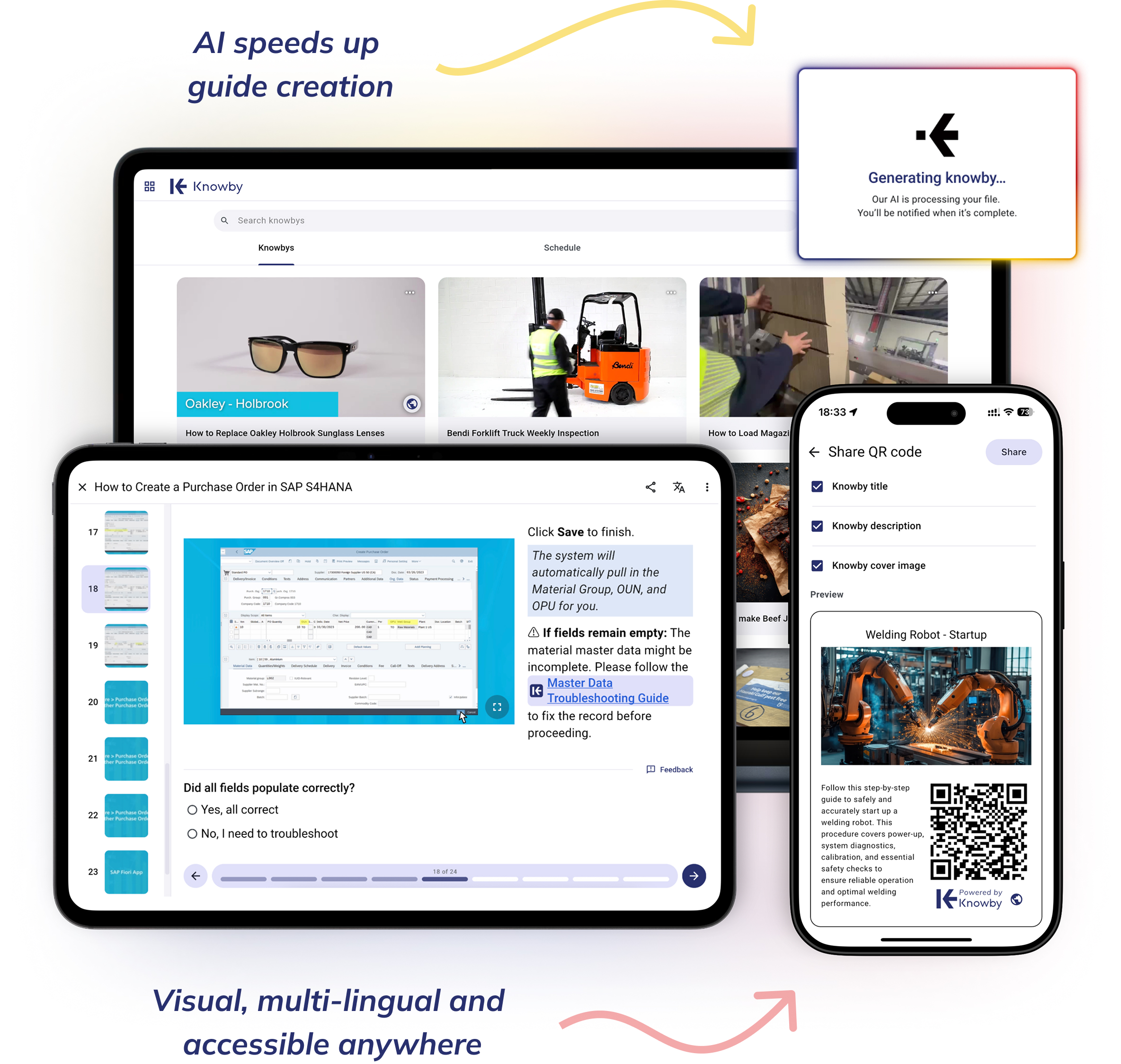 Knowby Enterprise Guidance platform - visual multi-lingual work instructions accessible on any device